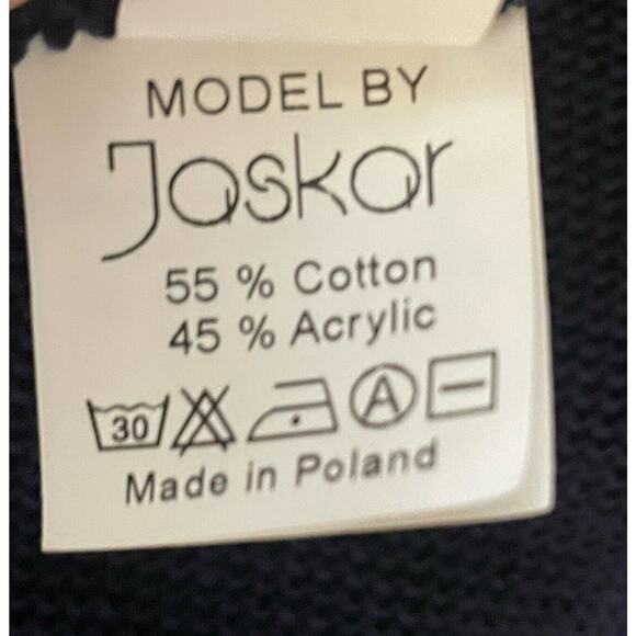 JASKAR Knit Cardigan Sweater Navy White Hand Painted Wearable Art Women S/M/L - Picture 15 of 16